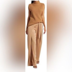$445 NWT Halston draped satin crepe straight leg pants